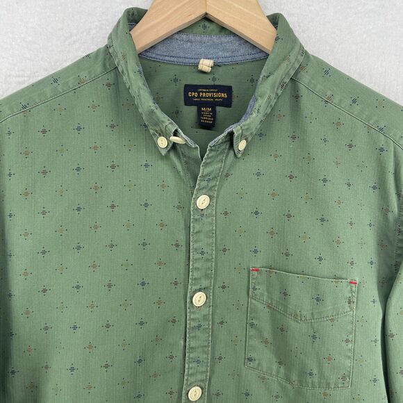 CPO PROVISIONS Shirt Mens M Southwestern Button Down Long Sleeve Cotton Green - Picture 1 of 16